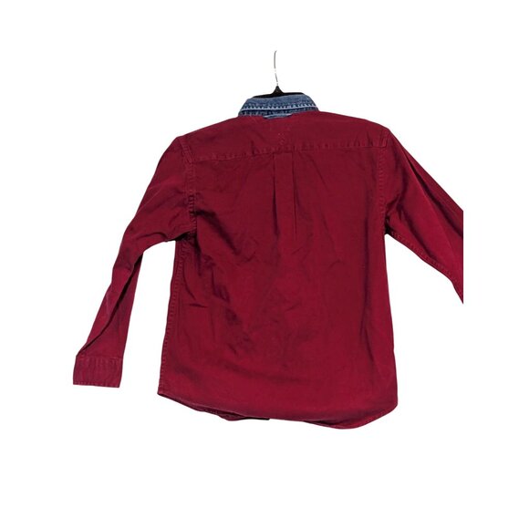 Vintage Tommy Hilfiger Red Button-Up Shirt With Denim Collar Boys M - Picture 4 of 6